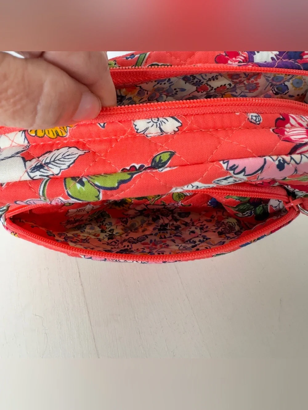 Vera Bradley Coral Floral Iconic Cosmetic Bag